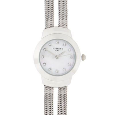 Ladies silver mesh split strap multi dial watch
